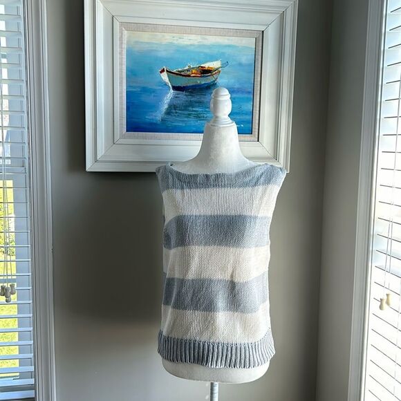 Vintage Sweaters - Vintage 90s Newport News Collection Sleeveless Y2K Striped Sweater Large